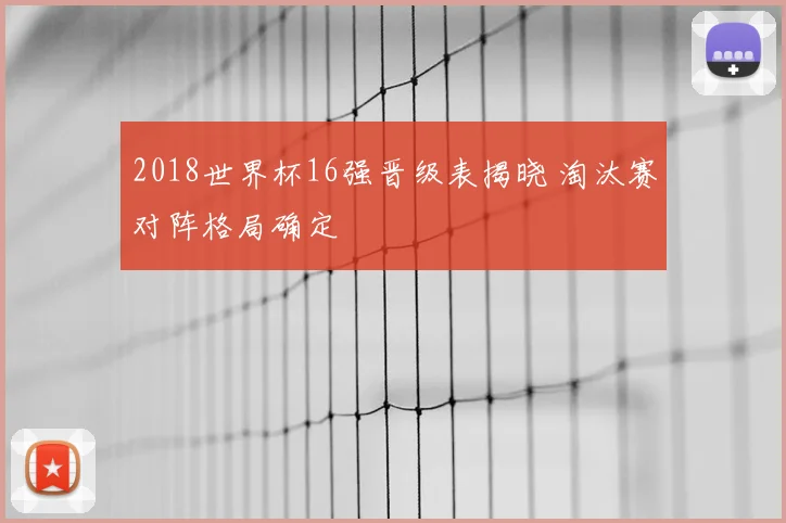 2018世界杯16强晋级表揭晓 淘汰赛对阵格局确定
